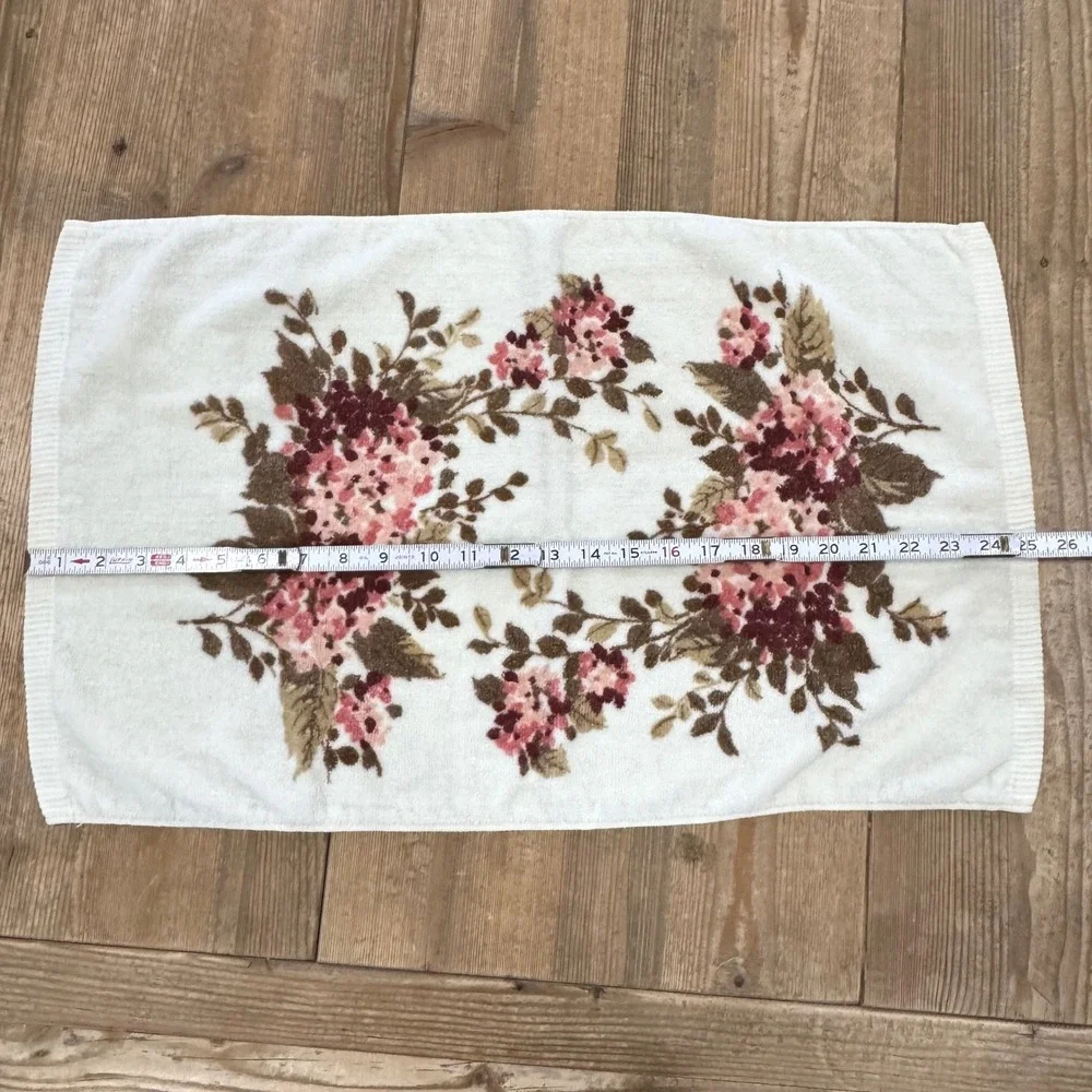 Vintage Towel Set Floral Hydrangea Springmaid 3 Piece Pink Brown White USA Made